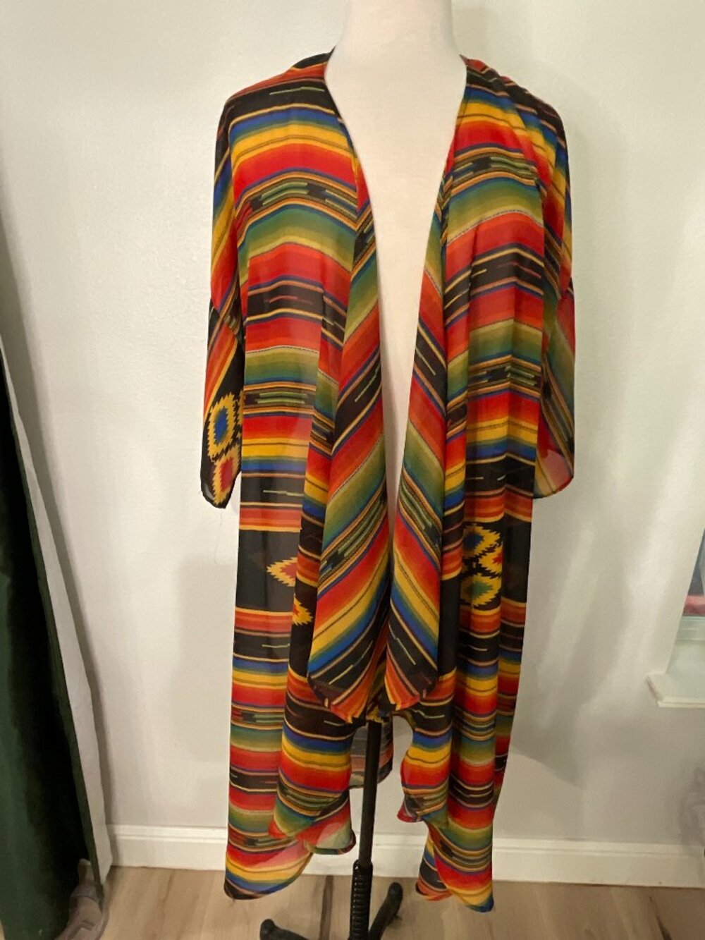 Giddy Up Glamour Serape Southwestern Long Kimono Duster